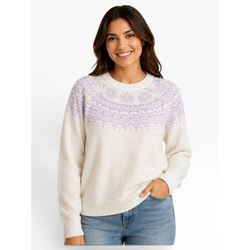Feeling Festive Fair Isle Crew Neck Sweater Women’s L NWT